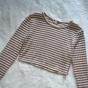 Altar’d State Intimates Tan and White Striped Top